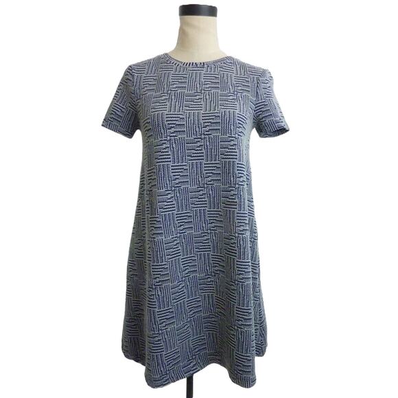 Zara ZARA Trafaluc Jacquard Basketweave A-Line Swing Short Sleeve Mini Dress S - Picture 1 of 6